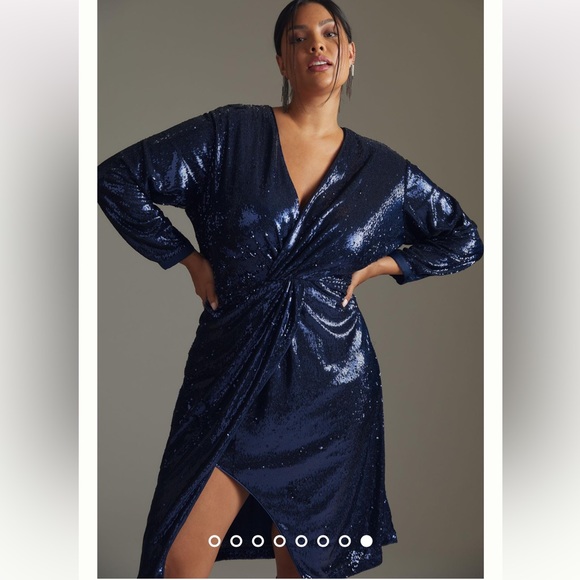 Anthropologie NWT TWIST-FRONT SEQUIN DRESS Size 22W. - Picture 4 of 5